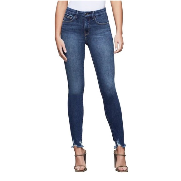 Good American Denim - Good American Good Legs Crop Skinny Jeans Blue 20 Raw Chewed Hem